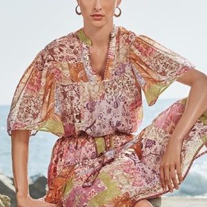 Johnny Was Bertha Top popover peasant blouse size xs like new shirt + tank 2 pc